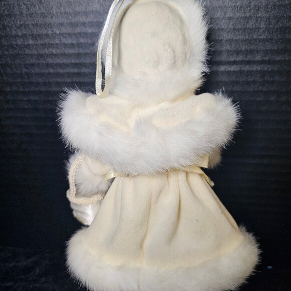 Ivory Porcelain Victorian Girl Christmas Ornament New 10 Inch Tall - Picture 4 of 10